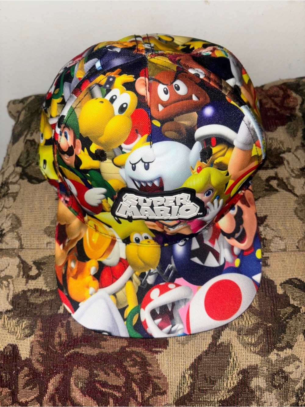 Kids Super Mario Wrap Around Art Colorful Kids Snapback Hat - Black Brim